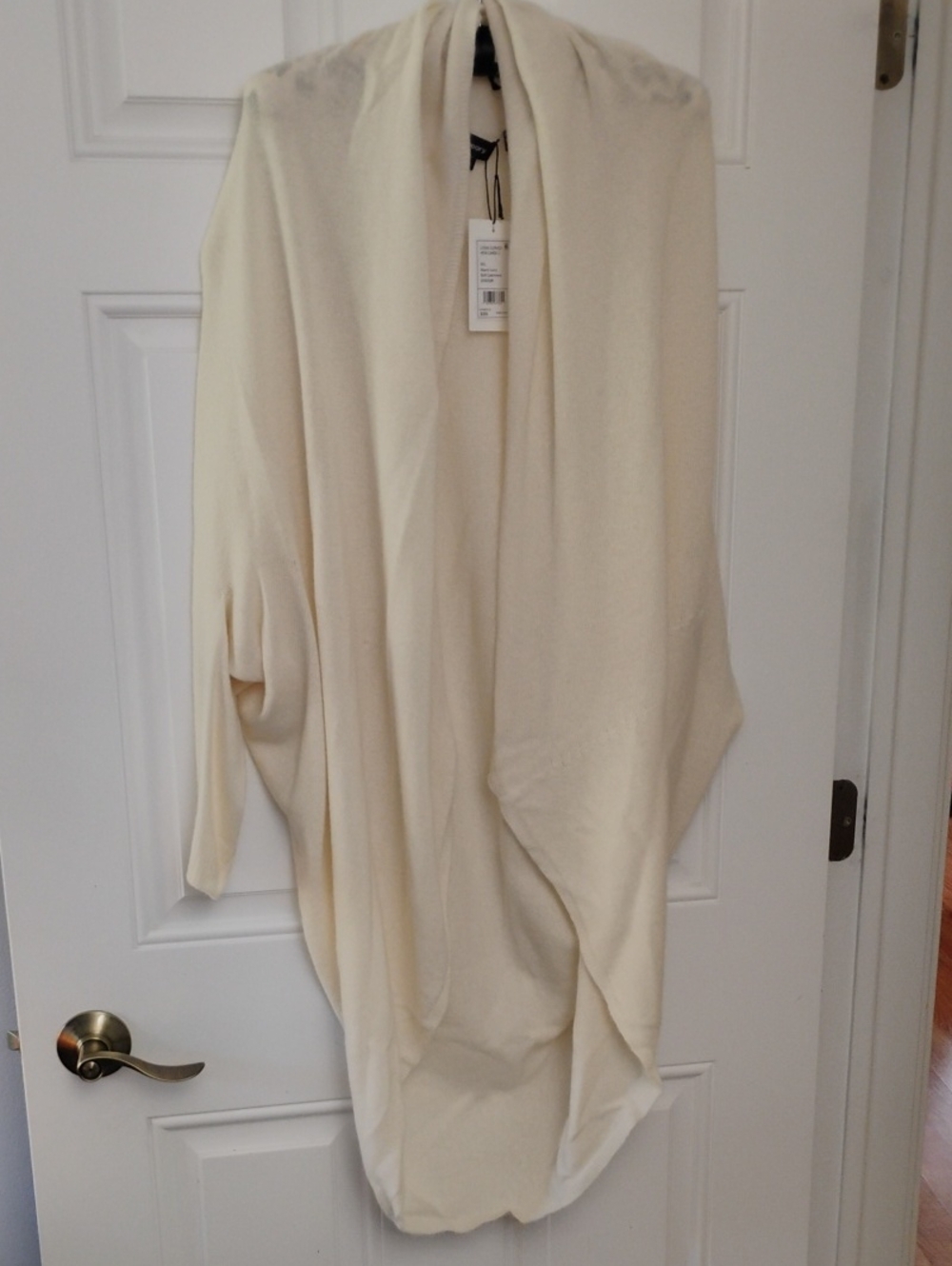 Theory Cream Open-Front Draped Cashmere Sweater